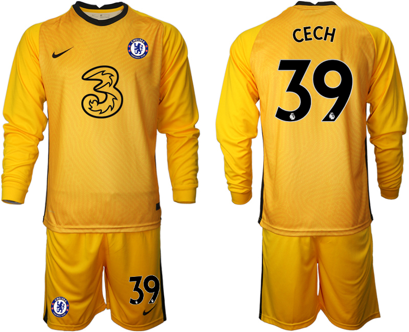 Men 2021 Chelsea yellow goalkeeper long sleeve #39 soccer jerseys